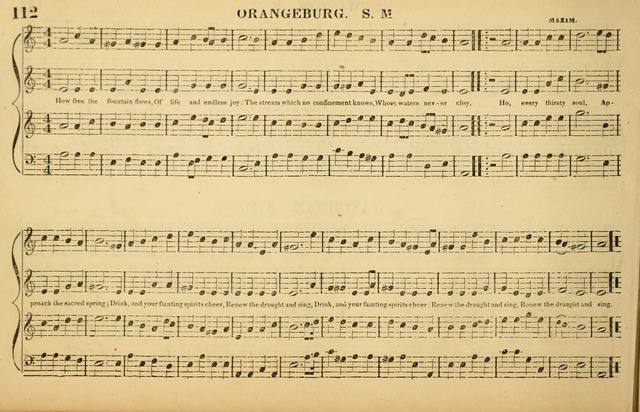 The American Vocalist: a selection of tunes, anthems, sentences, and hymns, old and new: designed for the church, the vestry, or the parlor; adapted to every variety of metre in common use. (Rev. ed.) page 112