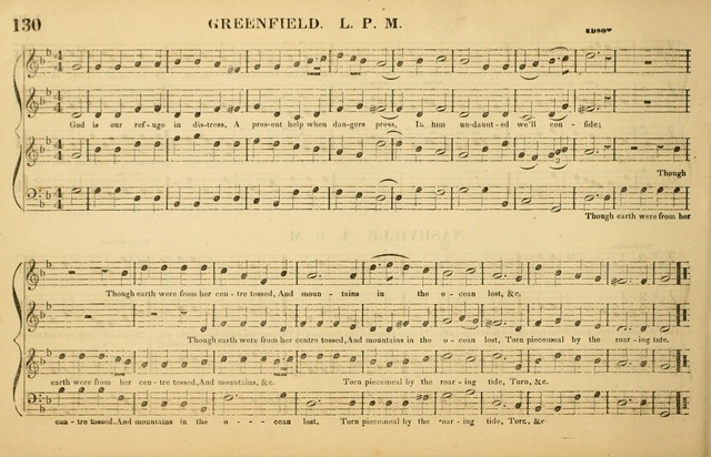 The American Vocalist: a selection of tunes, anthems, sentences, and hymns, old and new: designed for the church, the vestry, or the parlor; adapted to every variety of metre in common use. (Rev. ed.) page 130