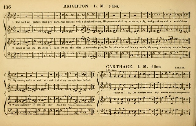 The American Vocalist: a selection of tunes, anthems, sentences, and hymns, old and new: designed for the church, the vestry, or the parlor; adapted to every variety of metre in common use. (Rev. ed.) page 136