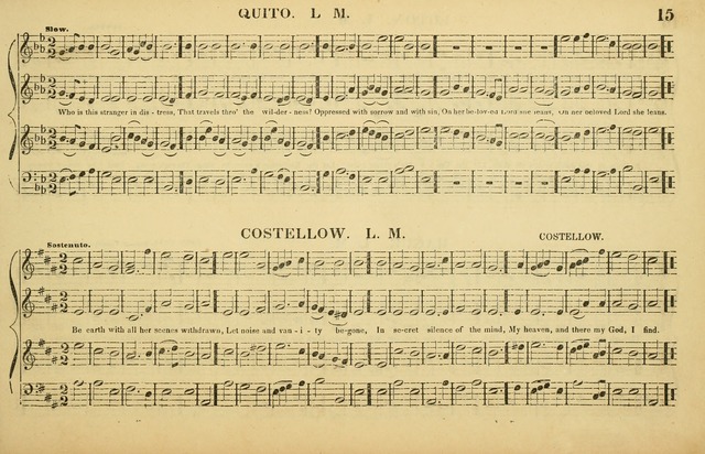 The American Vocalist: a selection of tunes, anthems, sentences, and hymns, old and new: designed for the church, the vestry, or the parlor; adapted to every variety of metre in common use. (Rev. ed.) page 15