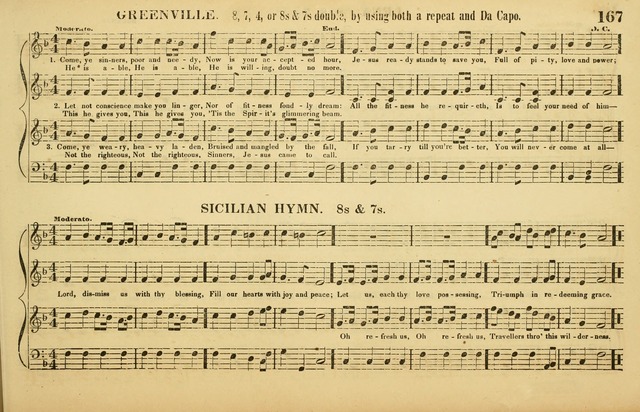 The American Vocalist: a selection of tunes, anthems, sentences, and hymns, old and new: designed for the church, the vestry, or the parlor; adapted to every variety of metre in common use. (Rev. ed.) page 167