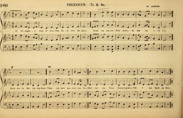 The American Vocalist: a selection of tunes, anthems, sentences, and hymns, old and new: designed for the church, the vestry, or the parlor; adapted to every variety of metre in common use. (Rev. ed.) page 180