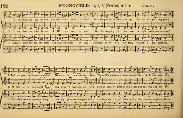 The American Vocalist: a selection of tunes, anthems, sentences, and hymns, old and new: designed for the church, the vestry, or the parlor; adapted to every variety of metre in common use. (Rev. ed.) page 182