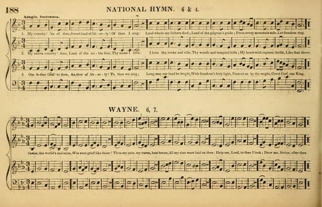 The American Vocalist: a selection of tunes, anthems, sentences, and hymns, old and new: designed for the church, the vestry, or the parlor; adapted to every variety of metre in common use. (Rev. ed.) page 188