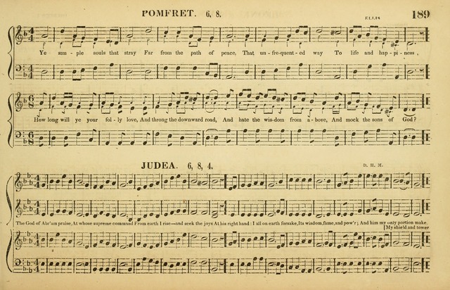 The American Vocalist: a selection of tunes, anthems, sentences, and hymns, old and new: designed for the church, the vestry, or the parlor; adapted to every variety of metre in common use. (Rev. ed.) page 189