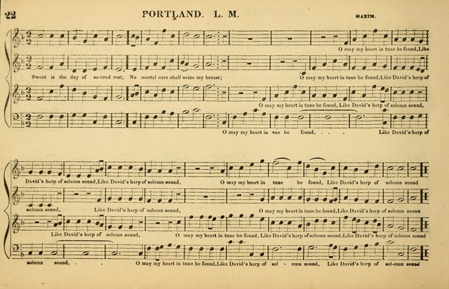 The American Vocalist: a selection of tunes, anthems, sentences, and hymns, old and new: designed for the church, the vestry, or the parlor; adapted to every variety of metre in common use. (Rev. ed.) page 22