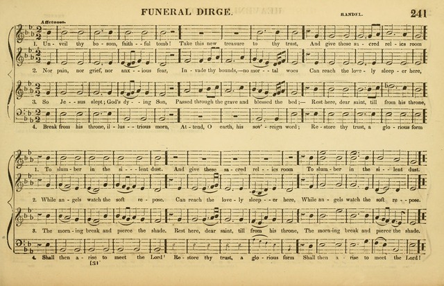 The American Vocalist: a selection of tunes, anthems, sentences, and hymns, old and new: designed for the church, the vestry, or the parlor; adapted to every variety of metre in common use. (Rev. ed.) page 241