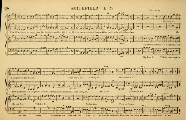 The American Vocalist: a selection of tunes, anthems, sentences, and hymns, old and new: designed for the church, the vestry, or the parlor; adapted to every variety of metre in common use. (Rev. ed.) page 28