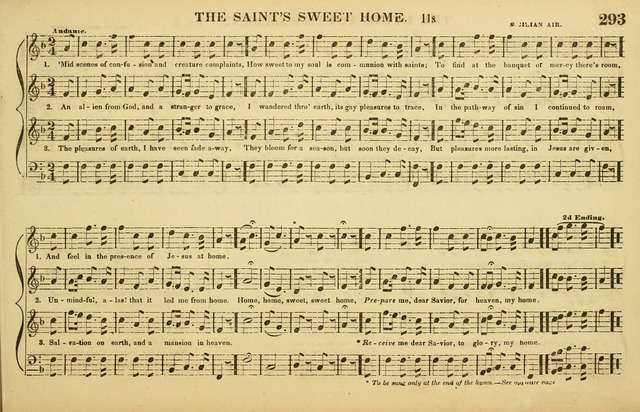 The American Vocalist: a selection of tunes, anthems, sentences, and hymns, old and new: designed for the church, the vestry, or the parlor; adapted to every variety of metre in common use. (Rev. ed.) page 293