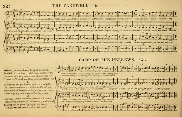 The American Vocalist: a selection of tunes, anthems, sentences, and hymns, old and new: designed for the church, the vestry, or the parlor; adapted to every variety of metre in common use. (Rev. ed.) page 324