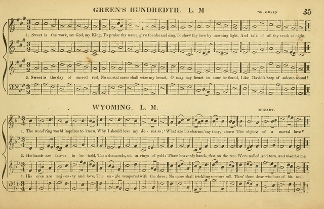 The American Vocalist: a selection of tunes, anthems, sentences, and hymns, old and new: designed for the church, the vestry, or the parlor; adapted to every variety of metre in common use. (Rev. ed.) page 35