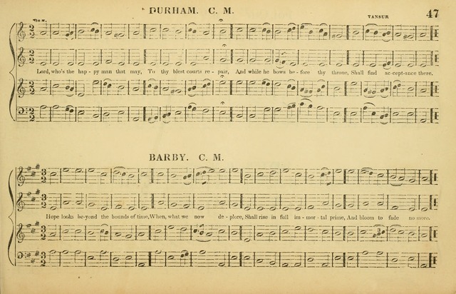 The American Vocalist: a selection of tunes, anthems, sentences, and hymns, old and new: designed for the church, the vestry, or the parlor; adapted to every variety of metre in common use. (Rev. ed.) page 47