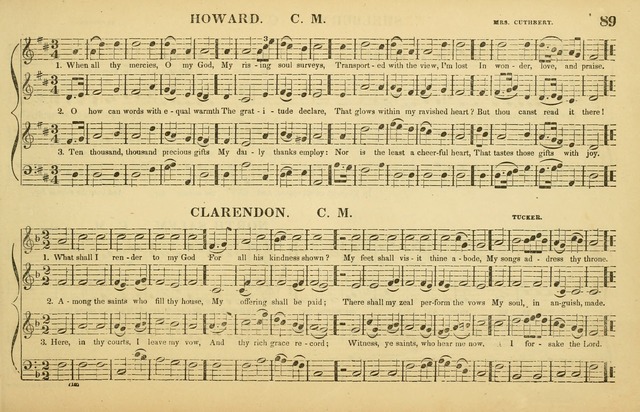 The American Vocalist: a selection of tunes, anthems, sentences, and hymns, old and new: designed for the church, the vestry, or the parlor; adapted to every variety of metre in common use. (Rev. ed.) page 89