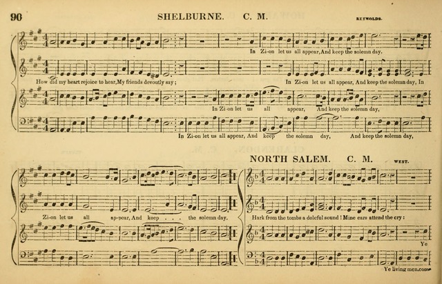 The American Vocalist: a selection of tunes, anthems, sentences, and hymns, old and new: designed for the church, the vestry, or the parlor; adapted to every variety of metre in common use. (Rev. ed.) page 90