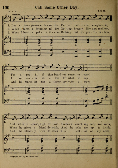 The Battle Cry: a new collection of temperance and prohibition songs page 100