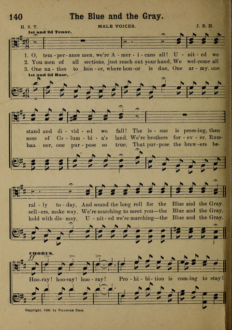 The Battle Cry: a new collection of temperance and prohibition songs page 140