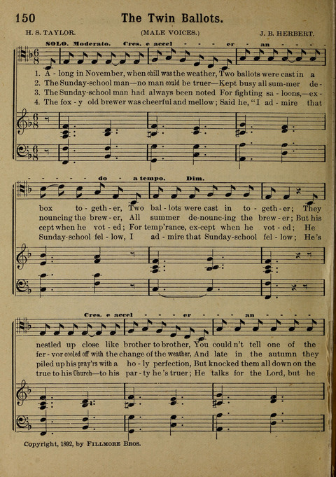 The Battle Cry: a new collection of temperance and prohibition songs page 150