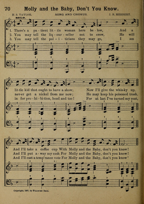 The Battle Cry: a new collection of temperance and prohibition songs page 70