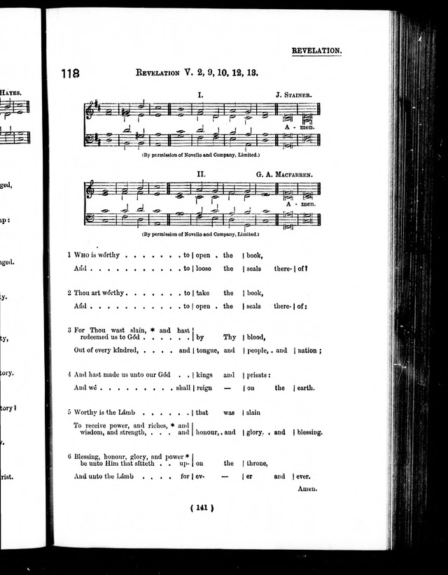 The Baptist Church Hymnal: chants and anthems with music page 144