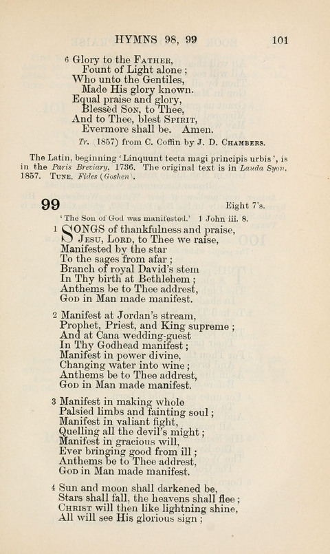 The Book of Common Praise: being the Hymn Book of the Church of England in Canada. Annotated edition page 101