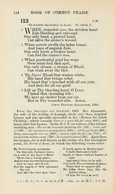 The Book of Common Praise: being the Hymn Book of the Church of England in Canada. Annotated edition page 114