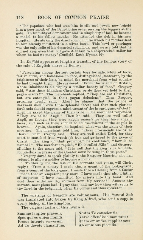 The Book of Common Praise: being the Hymn Book of the Church of England in Canada. Annotated edition page 118