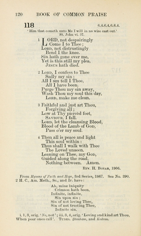 The Book of Common Praise: being the Hymn Book of the Church of England in Canada. Annotated edition page 120