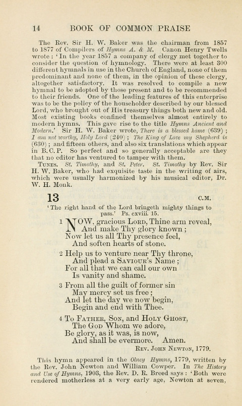 The Book of Common Praise: being the Hymn Book of the Church of England in Canada. Annotated edition page 14