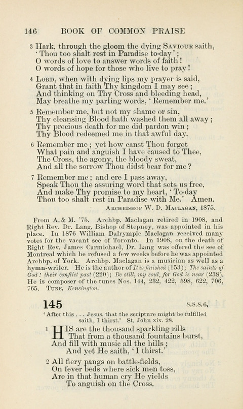 The Book of Common Praise: being the Hymn Book of the Church of England in Canada. Annotated edition page 146