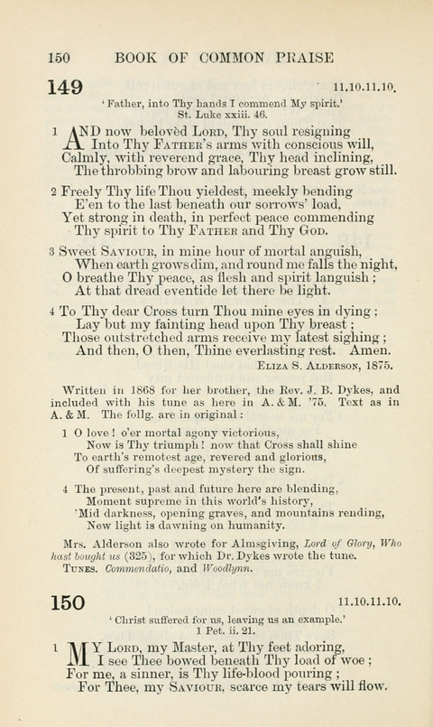 The Book of Common Praise: being the Hymn Book of the Church of England in Canada. Annotated edition page 150