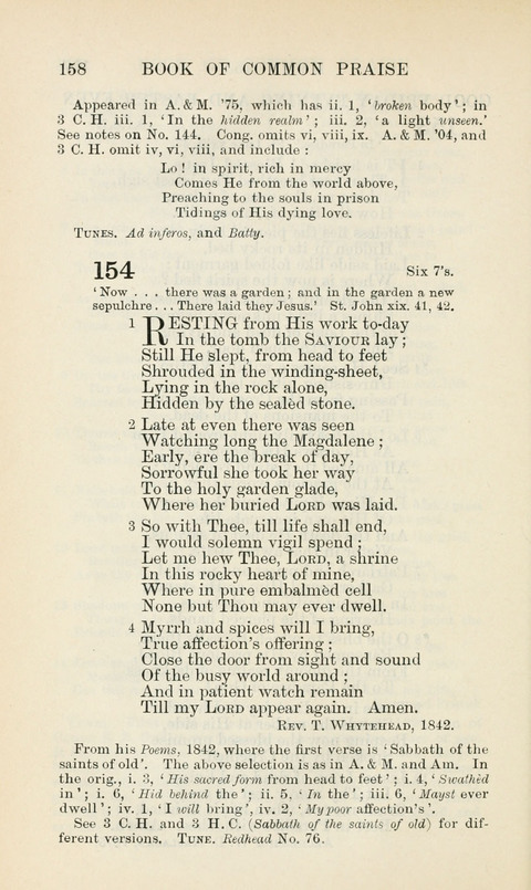 The Book of Common Praise: being the Hymn Book of the Church of England in Canada. Annotated edition page 158