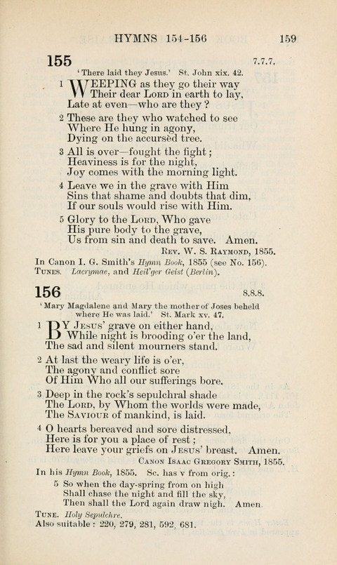 The Book of Common Praise: being the Hymn Book of the Church of England in Canada. Annotated edition page 159