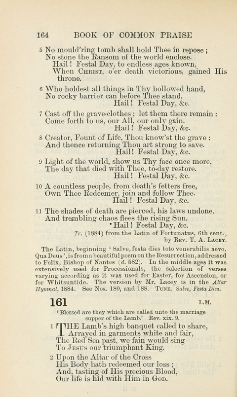 The Book of Common Praise: being the Hymn Book of the Church of England in Canada. Annotated edition page 164