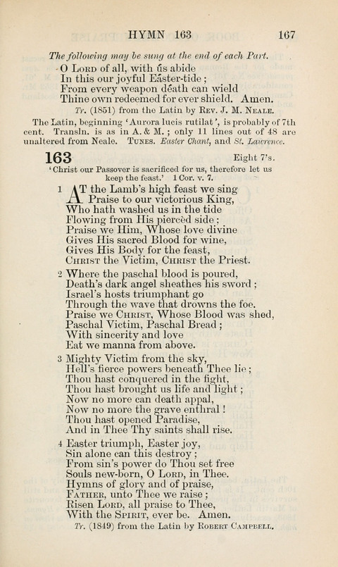 The Book of Common Praise: being the Hymn Book of the Church of England in Canada. Annotated edition page 167