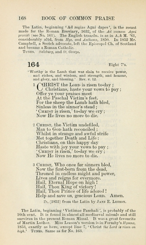 The Book of Common Praise: being the Hymn Book of the Church of England in Canada. Annotated edition page 168