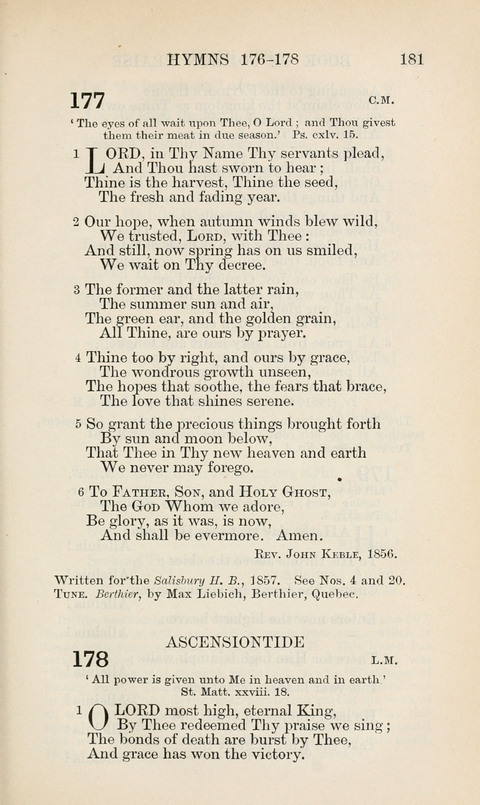 The Book of Common Praise: being the Hymn Book of the Church of England in Canada. Annotated edition page 181