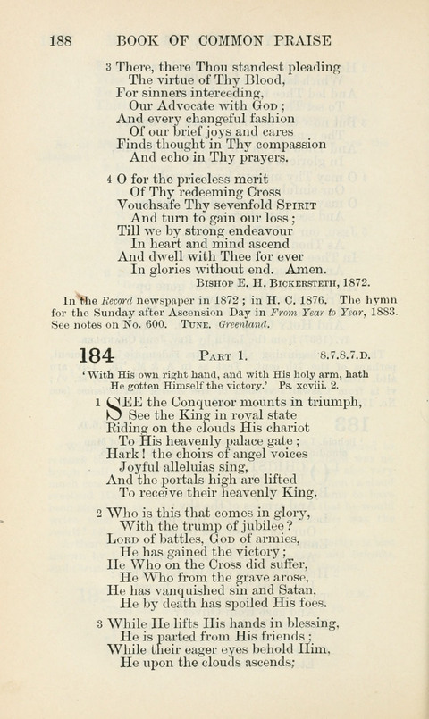 The Book of Common Praise: being the Hymn Book of the Church of England in Canada. Annotated edition page 188