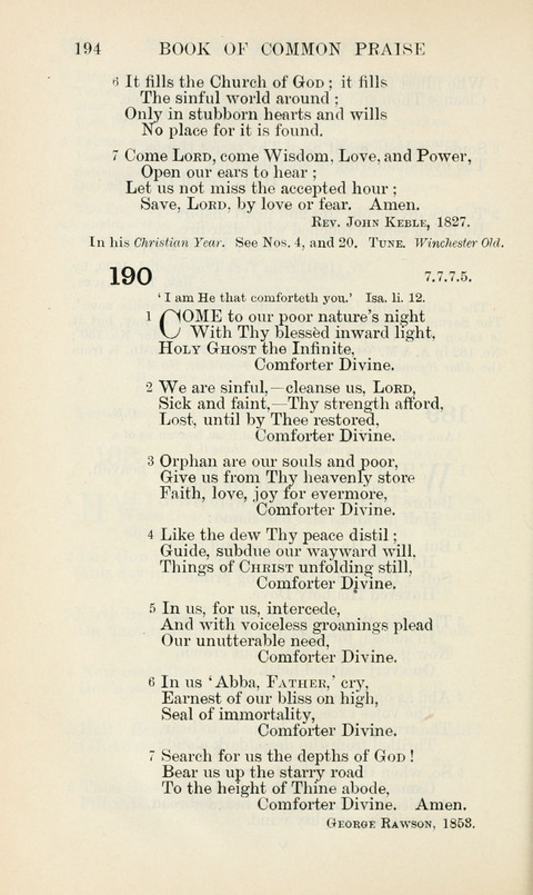 The Book of Common Praise: being the Hymn Book of the Church of England in Canada. Annotated edition page 194