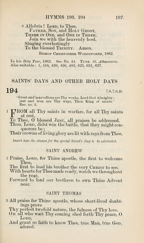 The Book of Common Praise: being the Hymn Book of the Church of England in Canada. Annotated edition page 197