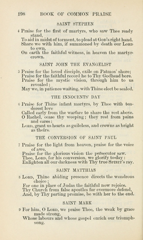 The Book of Common Praise: being the Hymn Book of the Church of England in Canada. Annotated edition page 198