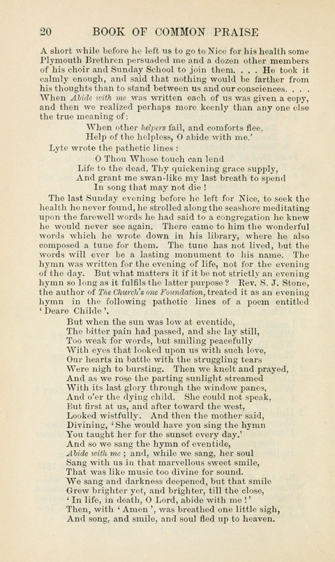 The Book of Common Praise: being the Hymn Book of the Church of England in Canada. Annotated edition page 20