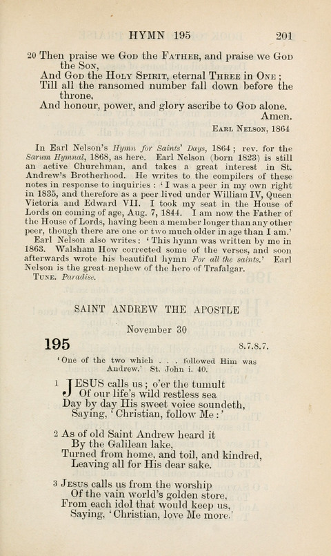 The Book of Common Praise: being the Hymn Book of the Church of England in Canada. Annotated edition page 201