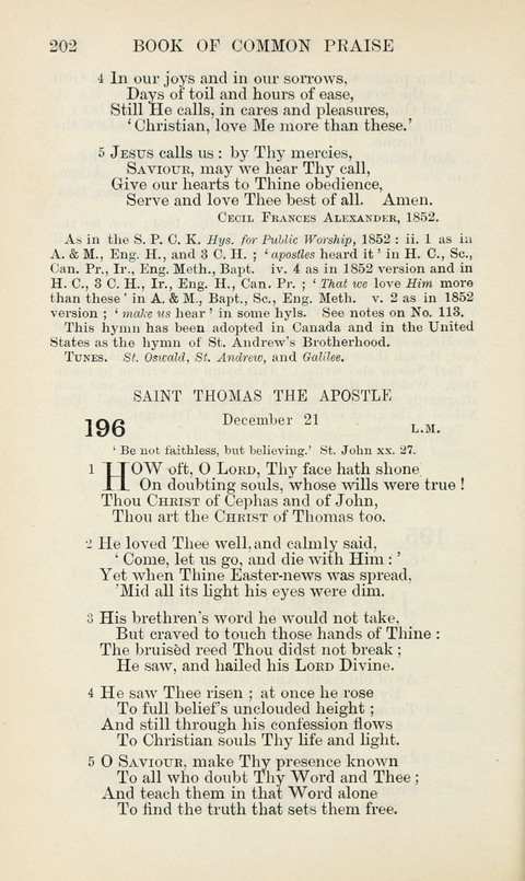 The Book of Common Praise: being the Hymn Book of the Church of England in Canada. Annotated edition page 202