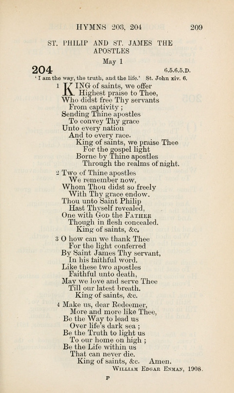 The Book of Common Praise: being the Hymn Book of the Church of England in Canada. Annotated edition page 209