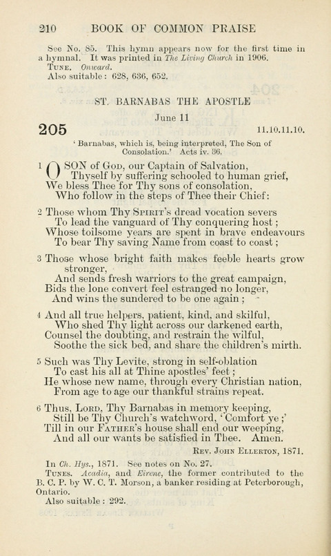 The Book of Common Praise: being the Hymn Book of the Church of England in Canada. Annotated edition page 210