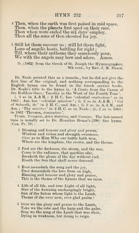 The Book of Common Praise: being the Hymn Book of the Church of England in Canada. Annotated edition page 217