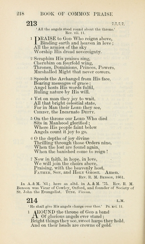 The Book of Common Praise: being the Hymn Book of the Church of England in Canada. Annotated edition page 218