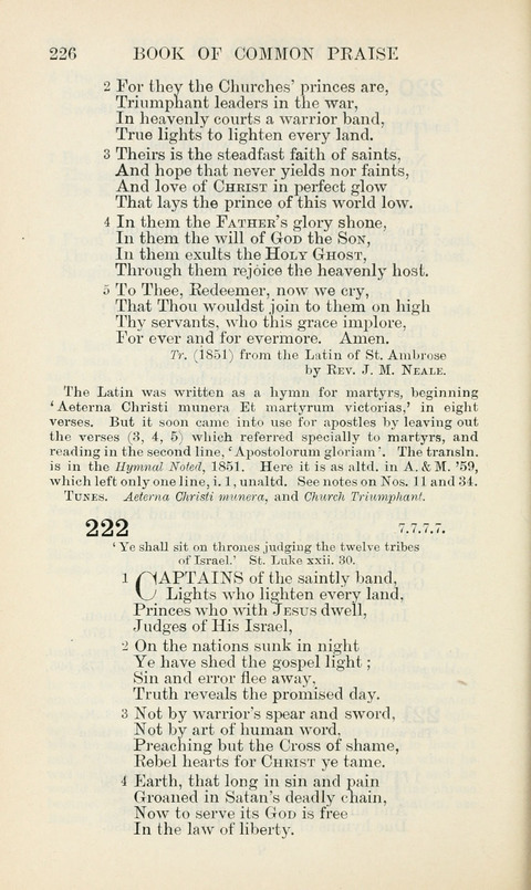 The Book of Common Praise: being the Hymn Book of the Church of England in Canada. Annotated edition page 226