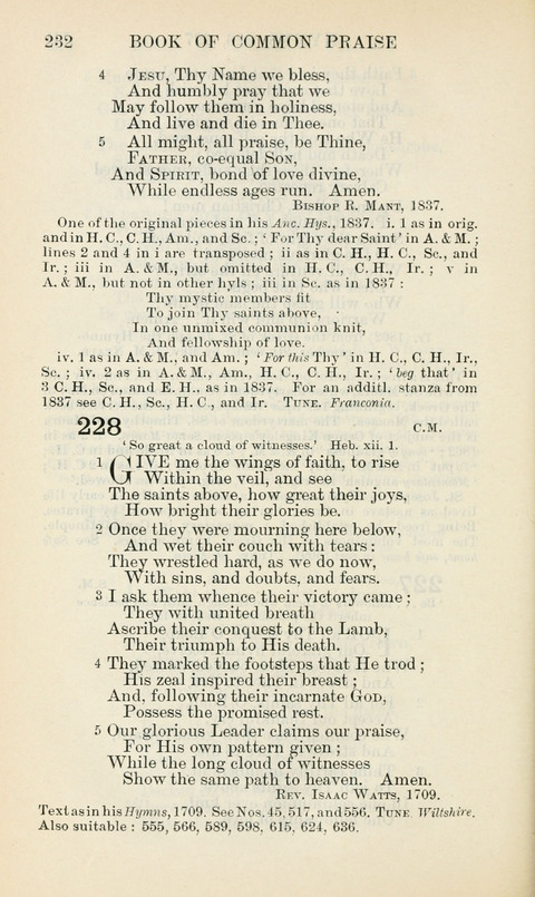 The Book of Common Praise: being the Hymn Book of the Church of England in Canada. Annotated edition page 232