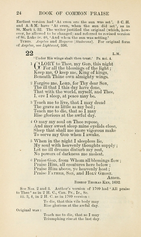 The Book of Common Praise: being the Hymn Book of the Church of England in Canada. Annotated edition page 24